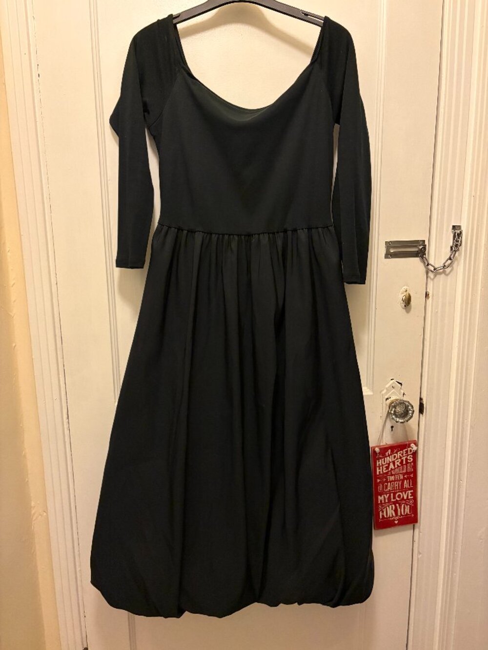 Long-Sleeve Midi Dress with Bubble Skirt